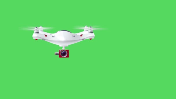 Drone Quadcopter en pantalla verde, entrega Drone Volando con el fondo en pantalla verde — Vídeo de stock