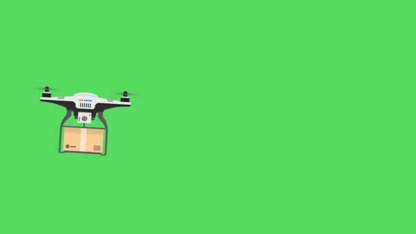 Drone Quadcopter on green screen, delivery Drone Flying with the background in Green Screen — Stock Video