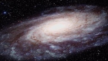 Dönen bir sarmal galaksi yakınında uçuş. Soyut Döngüsel Arkaplan