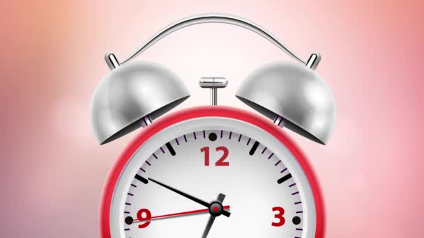 Alarme vermelho clássico relógio de alarme vermelho com um belo fundo — Vídeo de Stock