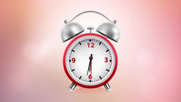 Alarme vermelho clássico relógio de alarme vermelho com um belo fundo — Vídeo de Stock