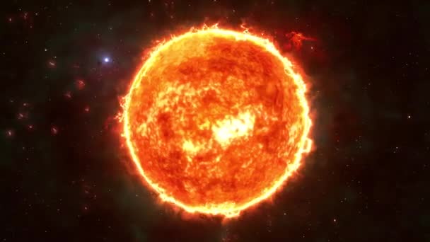 Zon 4k, Zon Zonneatmosfeer geïsoleerd op groene achtergrond, Close-up van zon tegen groen scherm, 4K 3D Zon draaiende lus op groene achtergrond — Stockvideo