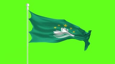 Yeşil ekranın önünde sallanan ve dalgalanan Macaristan Bayrağı, yeşil ekranda bayrak animasyonu