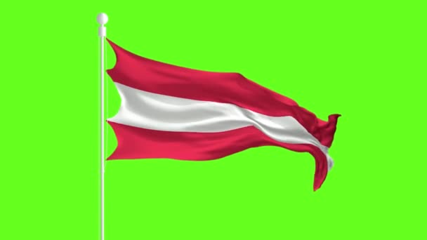 Αυστρία Σημαία κυματίζει και κυματίζει μπροστά από μια πράσινη οθόνη, σημαία κινουμένων σχεδίων σε μια πράσινη οθόνη — Αρχείο Βίντεο