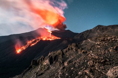 Patlama Yanardağı Etna, Sicilya 
