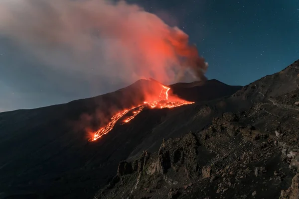 Ausbruch Vulkan Ätna Sizilien — Stockfoto
