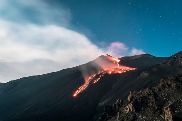 西西里埃特纳火山喷发事件 — 图库照片