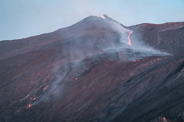 Eruption Volcan Etna Sicile — Photo