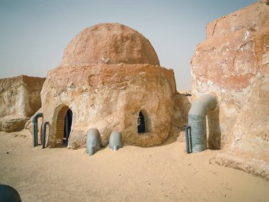 Tatooine, Mos Espa, Tunus. The Set of the Star Wars, Luke Skywalker ve Dart Vader