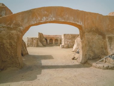 Tatooine, Mos Espa, Tunus. The Set of the Star Wars, Luke Skywalker ve Dart Vader