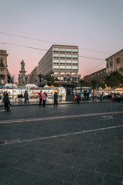 Catania Sicilien Februari 2019 Staden Catania Vid Solnedgången Gamla Stan — Stockfoto