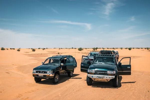 Road Cars Deserto Saara Tunísia Incrível Viagem Aventureira África Safari — Fotografia de Stock