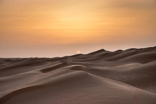 Pôr Sol Deserto Saara Tunísia — Fotografia de Stock