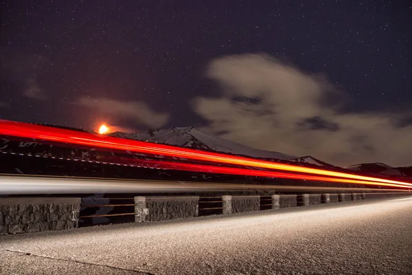 Puente Nocturno Con Luces Estrellas — Foto de Stock