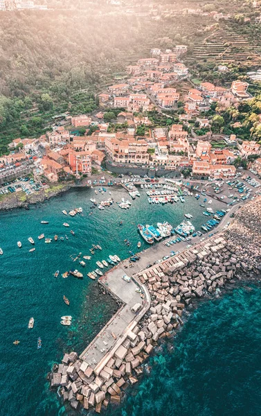 Costa Mar Mediterrâneo Antiga Vila Piscatória Sicília Santa Maria Scala — Fotografia de Stock