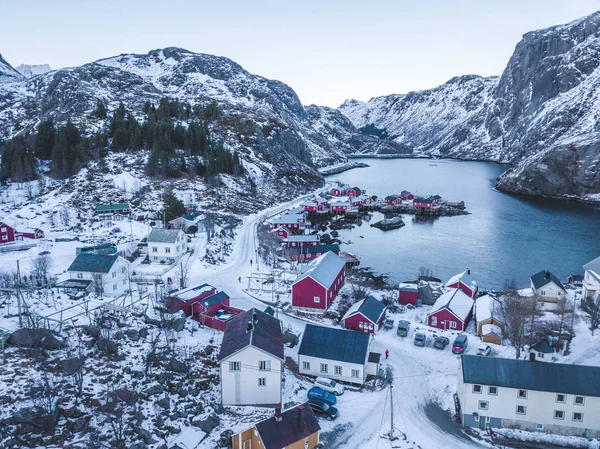 Hava Fotoğrafçılığı Lofoten Adaları Manzarası Nusfjord — Stok fotoğraf