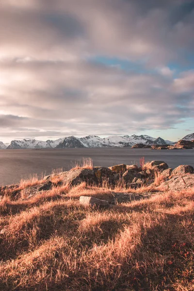 Denizin Üzerinde Güzel Bir Gün Batımı Norveç — Stok fotoğraf