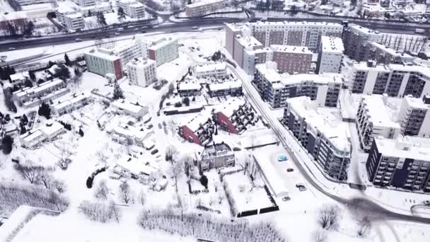 Χειμερινή Μέρα Στο Όσλο Της Νορβηγίας Πόλη Και Κτίρια Καλυμμένα — Αρχείο Βίντεο