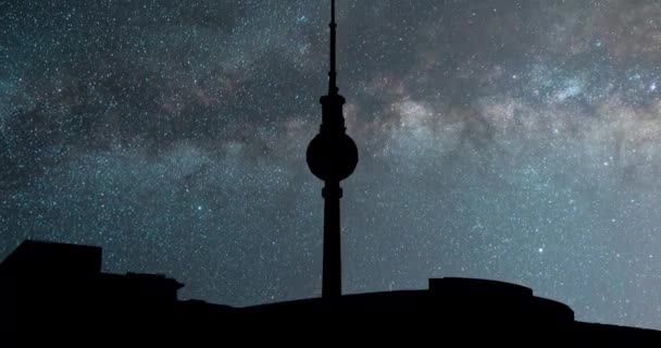 柏林电视塔 德国Alexanderplatz 恒星的时间流逝 — 图库视频影像