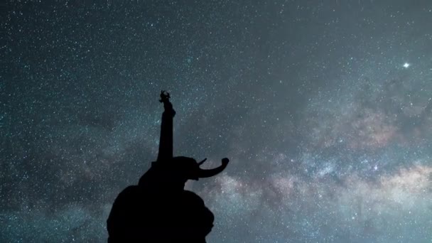 Słoń Katanii Imieniu Liotro Sycylii Upływ Czasu Gwiazd Nocy — Wideo stockowe