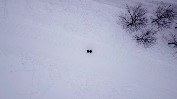 Chicos Oslo Con Dron Oslo Cubierto Nieve — Vídeos de Stock