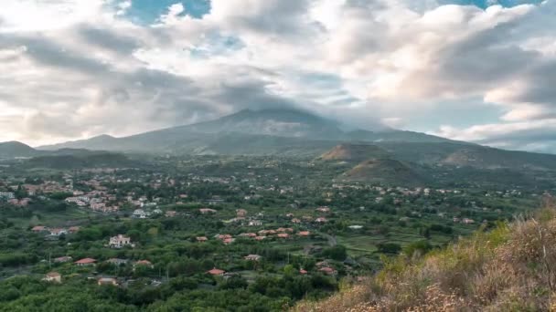 Time Lapse Volcán Etna Puesta Sol Nubes Alejar — Vídeo de stock