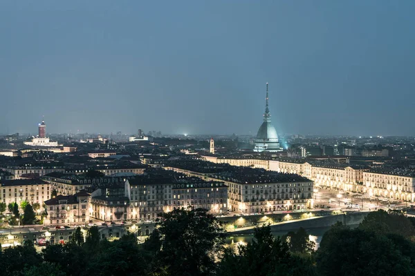 Mullvad Antonelliana Natten Turin Italien — Stockfoto