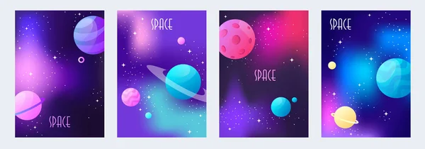 Set of space backgrounds. template banner, cover, flyer. vector illustration. — Stock Vector