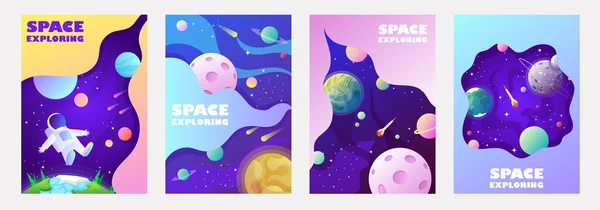 Serie di modelli di banner. universo. spazio. viaggio nello spazio. universo. design. illustrazione vettoriale — Vettoriale Stock