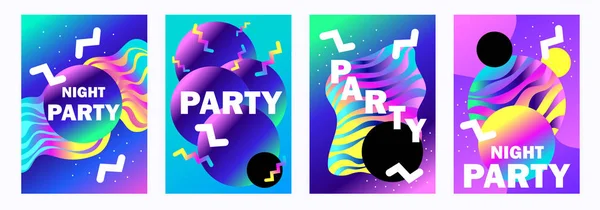 Disco party. Zestaw kolorowych nowoczesnych banerów. Szablon do karty, zaproszenia, ulotki. ilustracji wektorowej. W EPS 10 — Wektor stockowy