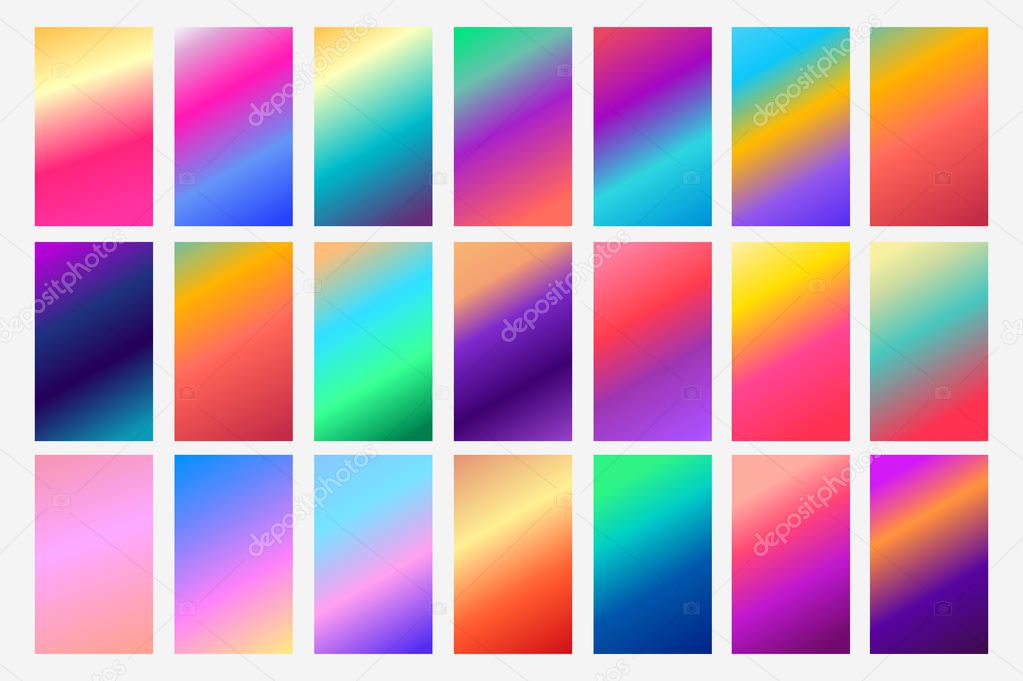 Set of 21 colorful gradients. collection of backgrounds. vector design. blend