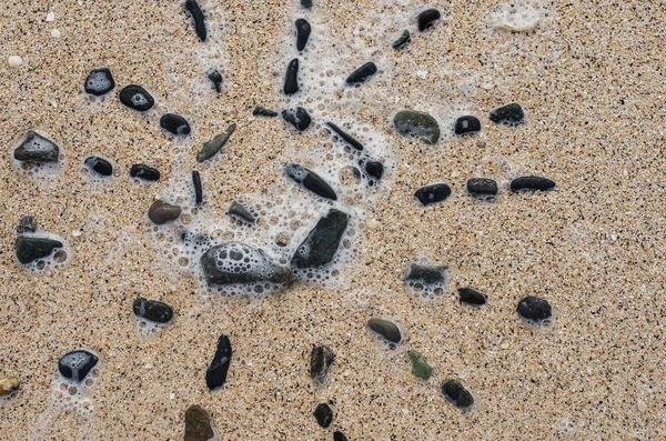 Padrão Sol Feito Pedras Areia Junto Mar — Fotografia de Stock