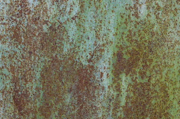 Superfície Metal Verde Pintada Com Tinta Rachada Ferrugem Mostrando Através — Fotografia de Stock