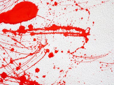 Beyaz arka planda kırmızı leke ve sıçrama boya