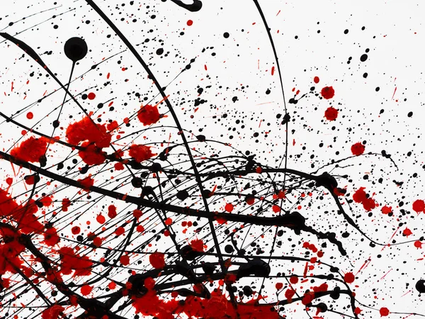 Red and black Paint Drips on White background