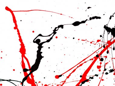 Kırmızı ve siyah Boya Damlaları ve Beyaz arka plan üzerinde sıçrama