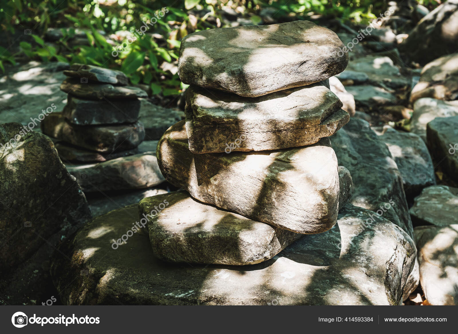 Zen Stone Stack Balanced Stones Stones Equilibrium Pile Rocks Woods Stock Photo Image By C Allexander