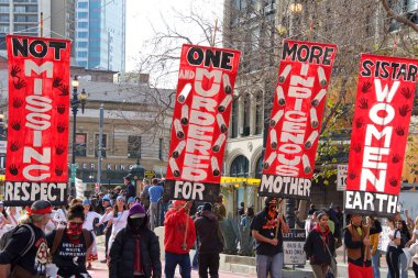 San Francisco, Ca - 19 Ocak 2019 Kadınlar Yürüyüşü 'nün kimliği belirsiz katılımcıları. Bu yılın teması 