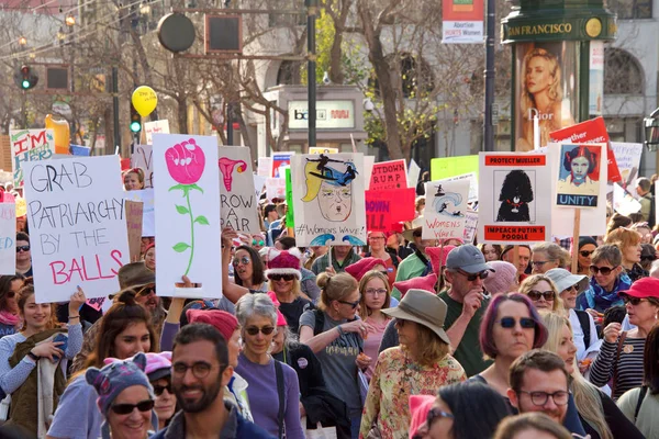 San Francisco Ocak 2019 Kadınlar Yürüyüşü Nün Kimliği Belirsiz Katılımcıları — Stok fotoğraf