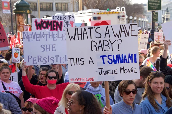 San Francisco January 2019 Unidentified Participants Women March Тема Этого — стоковое фото