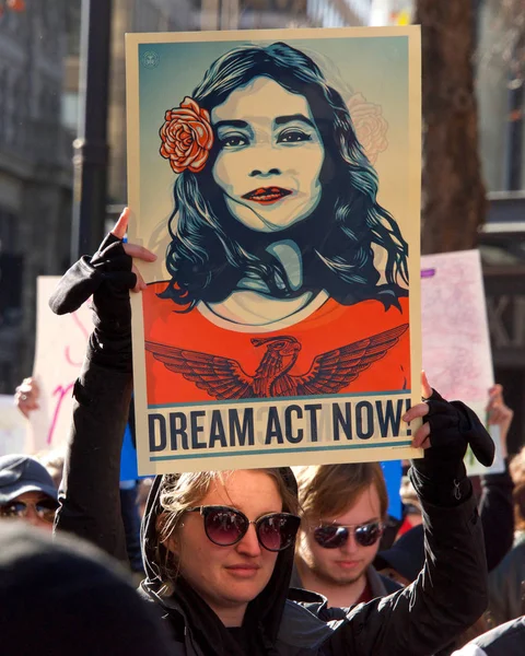 San Francisco Enero 2018 Participantes Identificadas Marcha Las Mujeres Diseñado —  Fotos de Stock