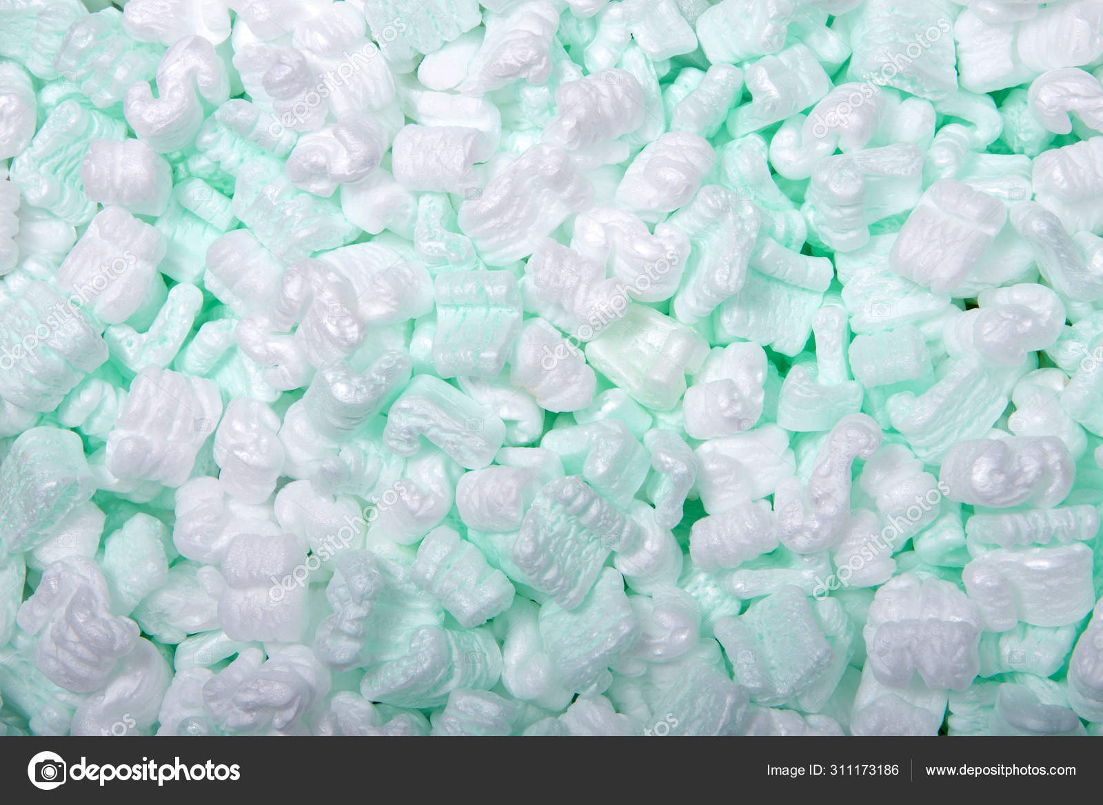 Flat Lay Foam Packing Peanuts Foam Peanuts Foam Popcorn Packing — Stock