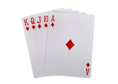 Kağıt oynuyorum, floş royal. Floş floş, yüksek kart değeri olan düz floştur. Bu poker oyunundaki en yüksek el. Elmaslar.