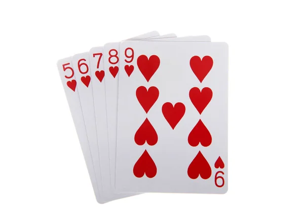 Playing Cards Straight Flush Straight Flush Five Card Sequence Same — Stock Photo, Image