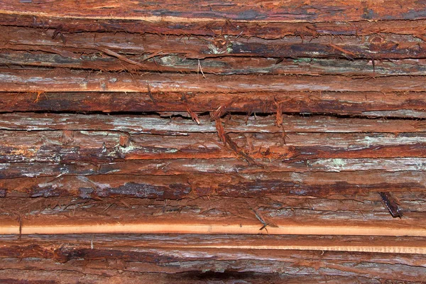 Layers of wood bark freshly cut from logs stacked. Discarded during mill process of making lumber for construction.