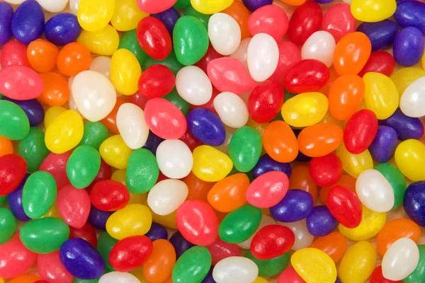 Many Brightly Colored Jelly Beans Rainbow Colors Popular Candy Easter — Stock Photo, Image