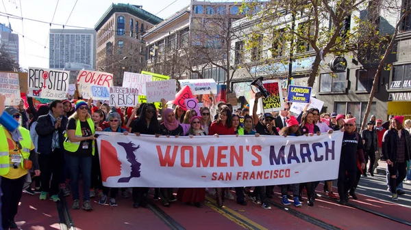 San Francisco Ledna 2018 Neidentifikovaní Účastníci Ženského Pochodu Navrženo Tak — Stock fotografie