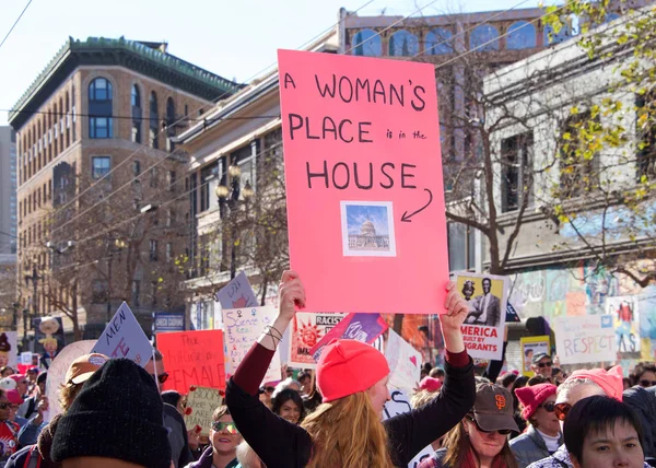 San Francisco Januar 2018 Unbekannte Teilnehmer Des Frauenmarsches Soll Alle — Stockfoto