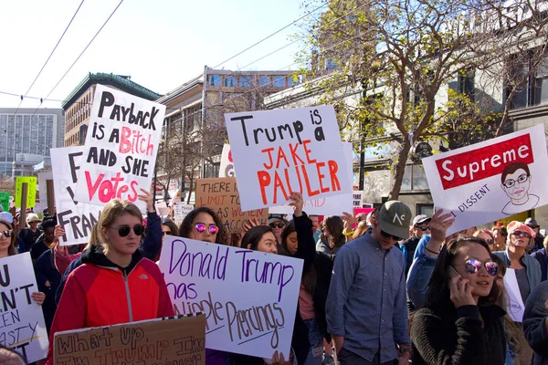 San Francisco Januari 2018 Niet Geïdentificeerde Deelnemers Aan Women March — Stockfoto