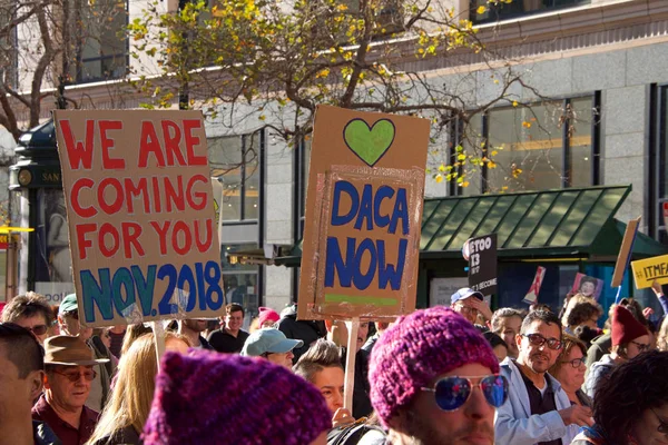 San Francisco Enero 2018 Participantes Identificadas Marcha Las Mujeres Diseñado — Foto de Stock